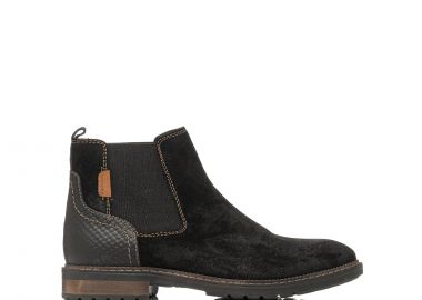 Ανδρικό μαύρο δερμάτινο καστόρι chelsea μποτάκι - MIGATO - 