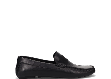 Ανδρικό μαύρο δερμάτινο μοκασίνι - MIGATO - 