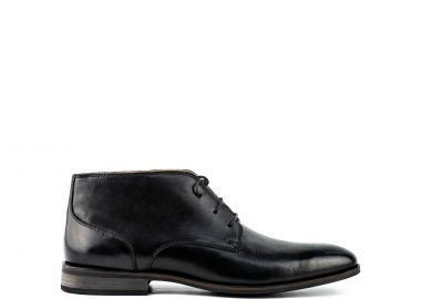 Ανδρικό μαύρο δερμάτινο μποτάκι - MIGATO - 