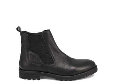 Ανδρικό μαύρο δερμάτινο μποτάκι - MIGATO - 