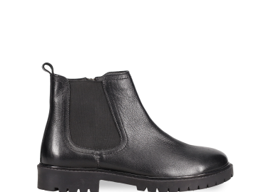 Ανδρικό μαύρο δερμάτινο μποτάκι Chelsea - MIGATO - 
