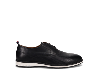 Ανδρικό μαύρο δερμάτινο παπούτσι - MIGATO - 