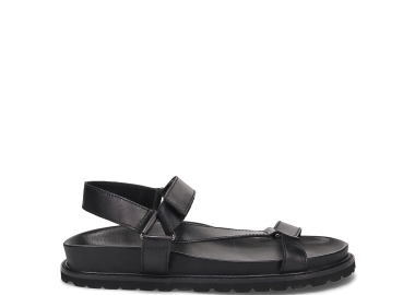 Ανδρικό μαύρο δερμάτινο σανδάλι - MIGATO - 