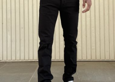 Ανδρικό μαύρο τζιν παντελόνι ελαστικό με κουμπιά GB5403 - Gabbia - 