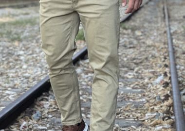 Ανδρικό μπεζ Loose τζιν καπαρντίνα πεντάτσεπο με φερμουάρρ GB5628 - Gabbia - 