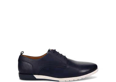 Ανδρικό μπλε δερμάτινο παπούτσι - MIGATO - 