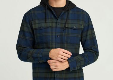 Ανδρικό overshirt καρό πουκάμισο με κουκούλα - FUNKY BUDDHA - 