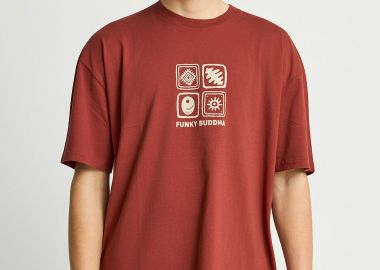 Ανδρικό oversized t-shirt με τύπωμα στην πλάτη - FUNKY BUDDHA - 
