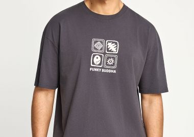 Ανδρικό oversized t-shirt με τύπωμα στην πλάτη - FUNKY BUDDHA - 