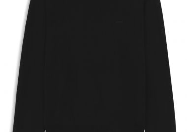 ΑΝΔΡΙΚΟ ΠΛΕΚΤΟ BOSS CREW NECK BOTTO-L ΚΑΝΟΝΙΚΗ ΓΡΑΜΜΗ ΜΑΥΡΟ - BOSS - 