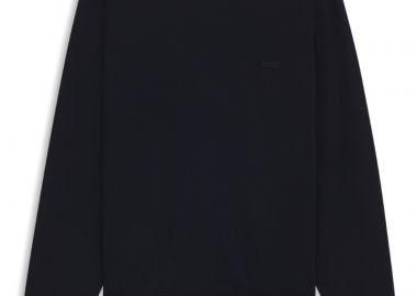 ΑΝΔΡΙΚΟ ΠΛΕΚΤΟ BOSS CREW NECK BOTTO-L ΚΑΝΟΝΙΚΗ ΓΡΑΜΜΗ ΣΚΟΥΡΟ ΜΠΛΕ - BOSS - 