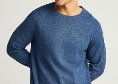 Ανδρικό πλεκτό με λαιμόκοψη και rib τελείωμα - FUNKY BUDDHA - 