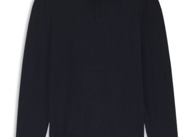 ΑΝΔΡΙΚΟ ΠΛΕΚΤΟ ΠΟΥΛΟΒΕΡ BOSS H-Hemarlo half zip ΚΑΝΟΝΙΚΗ ΓΡΑΜΜΗ ΣΚΟΥΡΟ ΜΠΛΕ - BOSS - 