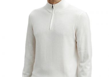 ΑΝΔΡΙΚΟ ΠΛΕΚΤΟ ΠΟΥΛΟΒΕΡ IZAC COL DEMI ZIP BRET NOS ΚΑΝΟΝΙΚΗ ΓΡΑΜΜΗ ΕΚΡΟΥ - IZAC - 