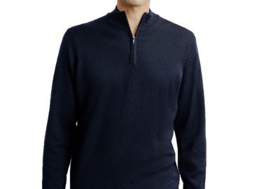 ΑΝΔΡΙΚΟ ΠΛΕΚΤΟ ΠΟΥΛΟΒΕΡ IZAC COL DEMI ZIP BRET NOS ΚΑΝΟΝΙΚΗ ΓΡΑΜΜΗ ΜΠΛΕ - IZAC - 