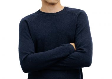 ΑΝΔΡΙΚΟ ΠΛΕΚΤΟ ΠΟΥΛΟΒΕΡ IZAC COL ROND LAMBSWOOL BANCEW ΚΑΝΟΝΙΚΗ ΓΡΑΜΜΗ ΜΠΛΕ - IZAC - 