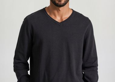 Ανδρικό πουλόβερ με V λαιμόκοψη - The essentials - FUNKY BUDDHA - 
