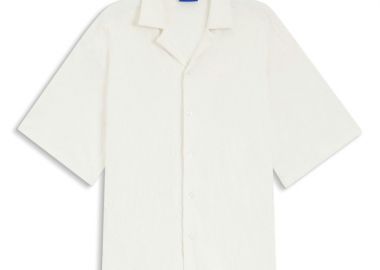 ΑΝΔΡΙΚΟ ΠΟΥΚΑΜΙΣΟ HUGO ELIGINO ΚΟΝΤΟΜΑΝΙΚΟ ΜΕ ΤΥΠΩΜΑ ΛΕΥΚΟ - HUGO - 