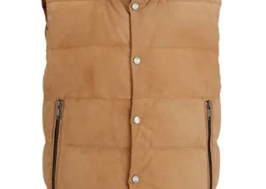 ΑΝΔΡΙΚΟ ΠΟΥΠΟΥΛΕΝΙΟ ΓΙΛΕΚΟ ΔΙΠΛΗΣ ΟΨΗΣ ΑΠΟ ΔΕΡΜΑ NUBUCK ΚΑΙ ΒΑΜΒΑΚΙ L-MEVEST BOSS CAMEL ΜΠΕΖ - BOSS - 