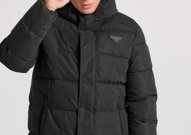 Ανδρικό puffer μπουφάν με αποσπώμενη κουκούλα - FUNKY BUDDHA - 
