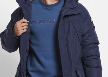 Ανδρικό puffer παρκά με κουκούλα - FUNKY BUDDHA - 