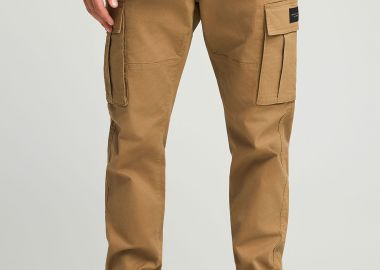 Ανδρικό regular fit cargo παντελόνι με cuffed τελείωμα - FUNKY BUDDHA - 