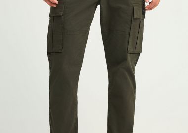 Ανδρικό regular fit cargo παντελόνι με cuffed τελείωμα - FUNKY BUDDHA - 