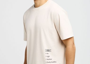 Ανδρικό relaxed βαμβακερό t-shirt με τύπωμα στην πλάτη - FUNKY BUDDHA - 