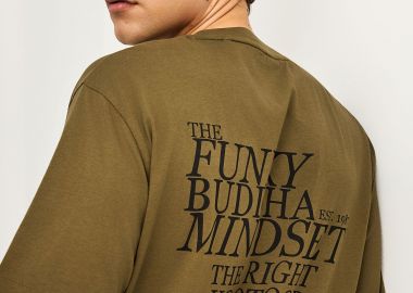 Ανδρικό relaxed βαμβακερό t-shirt με τύπωμα στην πλάτη - FUNKY BUDDHA - 