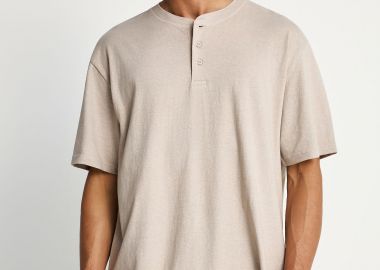 Ανδρικό relaxed t-shirt από λινό - The essentials - FUNKY BUDDHA - 