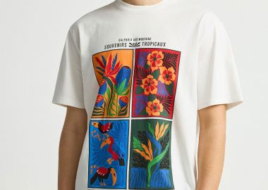 Ανδρικό relaxed t-shirt με τύπωμα - FUNKY BUDDHA - 