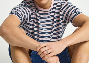 Ανδρικό ριγέ t-shirt από βαμβάκι - FUNKY BUDDHA - 