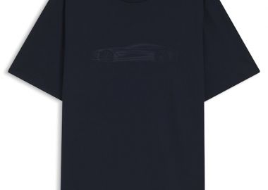 ΑΝΔΡΙΚΟ T-SHIRT BOSS X ASTON MARTIN C-TAUT KONTOMANIKO ΜΕ ΤΥΠΩΜΑ ΣΚΟΥΡΟ ΜΠΛΕ - BOSS - 