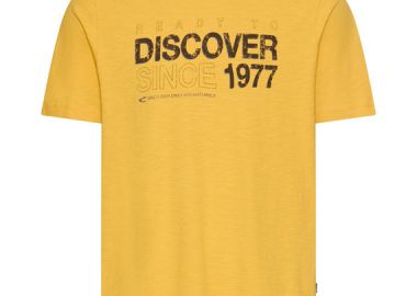 ΑΝΔΡΙΚΟ T-SHIRT CAMEL ACTIVE ΜΕ ΤΥΠΩΜΑ ΣΤΡΟΓΓΥΛΗ ΛΑΙΜΟΚΟΨΗ ΚΙΤΡΙΝΟ - CAMEL ACTIVE - 