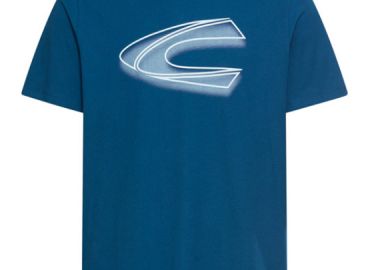 ΑΝΔΡΙΚΟ T-SHIRT CAMEL ACTIVE ΜΕ ΤΥΠΩΜΑ ΣΤΡΟΓΓΥΛΗ ΛΑΙΜΟΚΟΨΗ ΜΠΛΕ - CAMEL ACTIVE - 
