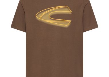 ΑΝΔΡΙΚΟ T-SHIRT CAMEL ACTIVE ΜΕ ΤΥΠΩΜΑ ΣΤΡΟΓΓΥΛΗ ΛΑΙΜΟΚΟΨΗ ΣΚΟΥΡΟ ΚΑΦΕ - CAMEL ACTIVE - 