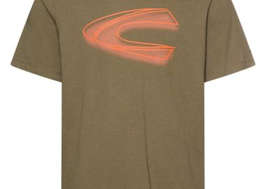 ΑΝΔΡΙΚΟ T-SHIRT CAMEL ACTIVE ΜΕ ΤΥΠΩΜΑ ΣΤΡΟΓΓΥΛΗ ΛΑΙΜΟΚΟΨΗ ΣΚΟΥΡΟ ΛΑΔΙ - CAMEL ACTIVE - 