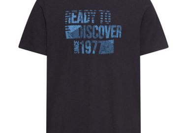 ΑΝΔΡΙΚΟ T-SHIRT CAMEL ACTIVE ΜΕ ΤΥΠΩΜΑ ΣΤΡΟΓΓΥΛΗ ΛΑΙΜΟΚΟΨΗ ΣΚΟΥΡΟ ΜΠΛΕ - CAMEL ACTIVE - 