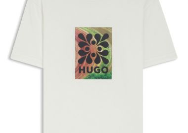 ΑΝΔΡΙΚΟ T-SHIRT HUGO DAMORU ΚΟΝΤΟΜΑΝΙΚΟ ΜΕ ΤΥΠΩΜΑ ΕΚΡΟΥ - HUGO - 
