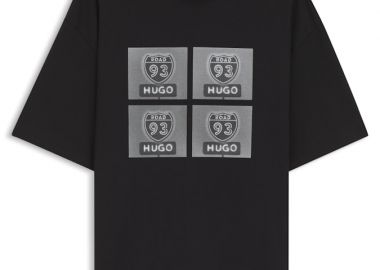 ΑΝΔΡΙΚΟ T-SHIRT HUGO DRAXON ΚΟΝΤΟΜΑΝΙΚΟ ΜΕ ΤΥΠΩΜΑ ΜΑΥΡΟ - HUGO - 
