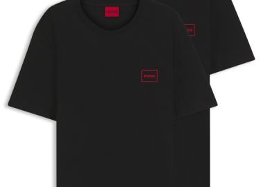 ΑΝΔΡΙΚΟ T-SHIRT HUGO DUGOPACK 2 ΤΜΧ ΚΟΝΤΟΜΑΝΙΚΟ ΜΑΥΡΟ - HUGO - 