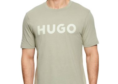 ΑΝΔΡΙΚΟ T-SHIRT HUGO DULIVIO ΚΟΝΤΟΜΑΝΙΚΟ ΜΕ ΤΥΠΩΜΑ ΑΝΟΙΧΤΟ ΠΡΑΣΙΝΟ - HUGO - 