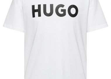 ΑΝΔΡΙΚΟ T-SHIRT HUGO DULIVIO ΚΟΝΤΟΜΑΝΙΚΟ ΜΕ ΤΥΠΩΜΑ ΛΕΥΚΟ - HUGO - 
