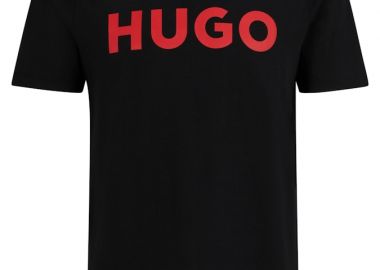 ΑΝΔΡΙΚΟ T-SHIRT HUGO DULIVIO ΚΟΝΤΟΜΑΝΙΚΟ ΜΕ ΤΥΠΩΜΑ ΜΑΥΡΟ - HUGO - 