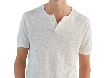 ΑΝΔΡΙΚΟ T-SHIRT IZAC GIDIETTER HENLEY ΕΚΡΟΥ - IZAC - 