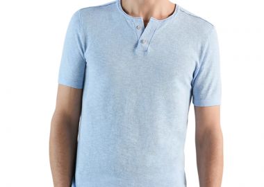 ΑΝΔΡΙΚΟ T-SHIRT IZAC GIDIETTER HENLEY ΓΑΛΑΖΙΟ - IZAC - 