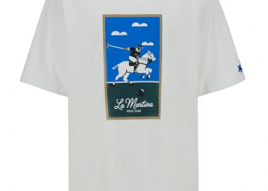 ΑΝΔΡΙΚΟ T-SHIRT LA MARTINA ΚΟΝΤΟΜΑΝΙΚΟ ΜΕ ΤΥΠΩΜΑ ΛΕΥΚΟ - LA MARTINA - 