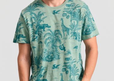 Ανδρικό t-shirt με exotic all over τύπωμα - FUNKY BUDDHA - 