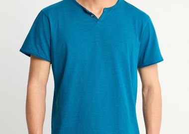 Ανδρικό t-shirt με henley λαιμόκοψη - The essentials - FUNKY BUDDHA - 