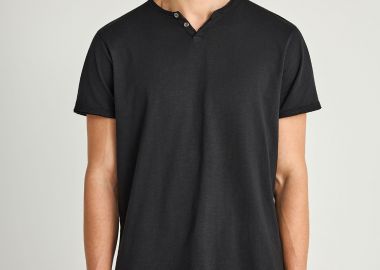 Ανδρικό t-shirt με henley λαιμόκοψη - The essentials - FUNKY BUDDHA - 